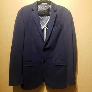 Express Photographer Fitted Navy Blue Suit Jacket Size 38R